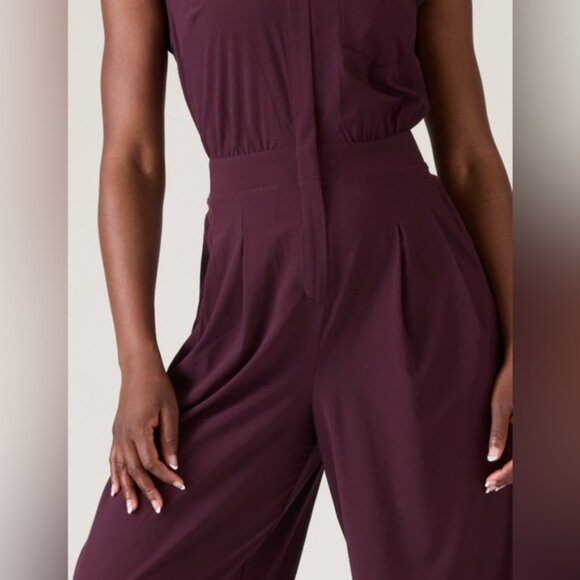Athleta Brooklyn Heights Wide Leg Jumpsuit // Spiced Cabernet - Picture 5 of 11